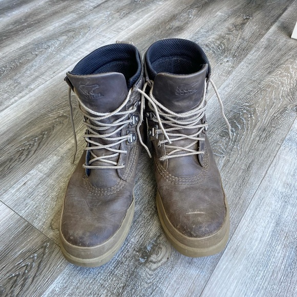 SOREL Men's Grey Brown Lace Up Leather Boots - Picture 1 of 8